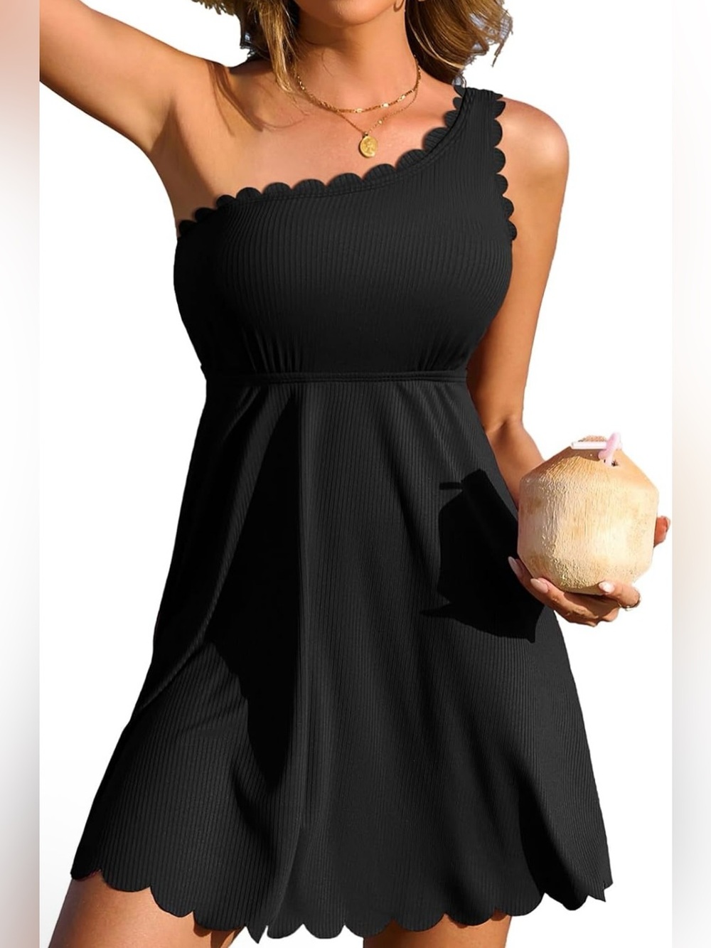 Charmo Womens One Shoulder Swim Dress Scalloped Bathing Suit Swimsuits 2026
Ribb